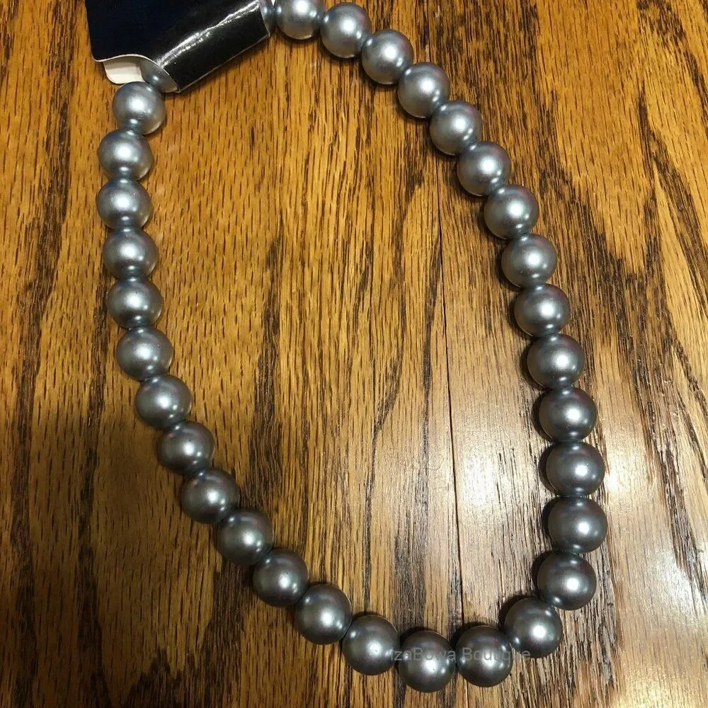 Grey Pearl Chunky Bead Necklace NK1520P Handmade NWT Boutique